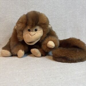 Vintage Folkmanis Monkey Hand Puppet Realistic Full Body Long-Tail Chimp Plush